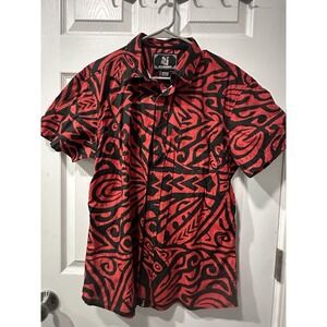 Hinano Tahití Button Up Alpha Shirt Size Médium Red And Black Made In India